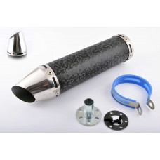 Глушитель (тюнинг)   300*90mm, креп. Ø48mm   (нержавейка, мрамор черный, прямоток, тип:4)