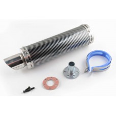 Глушитель (тюнинг)   300*88mm, креп. Ø48mm   (нержавейка, карбон серый, прямоток, mod:1)