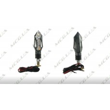 Поворот светодиодный, большой кристалл   (20 LED, черный,  карбон, белое стекло)   JS