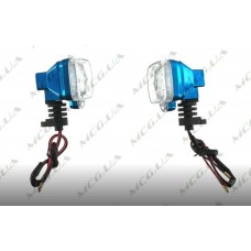 Поворот светодиодный, квадрат   (9 LED, синий, Г-обгазный, белое стекло)   JS