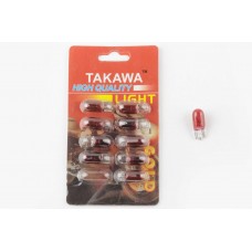 Лампа Т10 (безцокольна) 12V 3W (габарит, прилади) (червона) TAKAWA