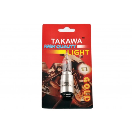 Лампа BA20D (2 уса)   12V 35W/35W   (белая, высокая, конусная)   (блистер)   TAKAWA