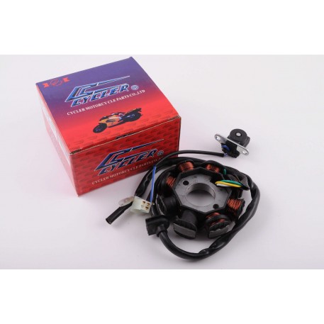 Статор генератора   4T GY6 50   (6+2 катушек, 5 контактов)   CYCLER