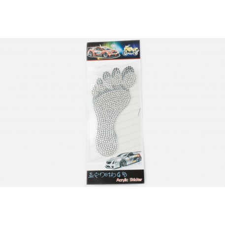 Наклейка декор FOOT (16x9см, срібло стрази)