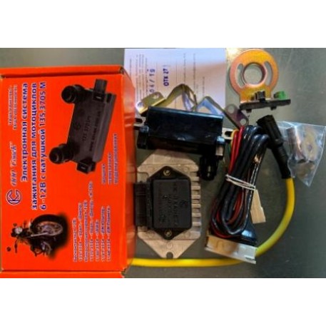 Зажигание электронное   ИЖ ПЛАНЕТА   (6V/12V) с катушкой , силиконовыми бронепроводами и надсвечникоми СОВЕК VDK-3
