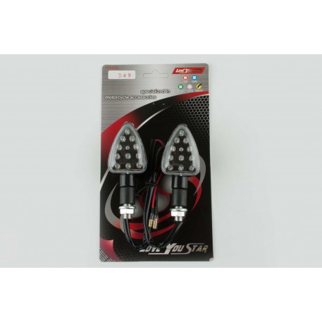 Повороты светодиодные, лодочка (пара)   (15 LED, черные, белое стекло)   ST