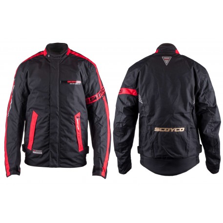 Мотокуртка   SCOYCO   (текстиль) (size:XL, черно-красная, mod:JK34)