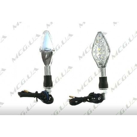 Поворот світлодіодний, човен (15 LED, хром, біле скло) JS