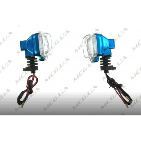 Поворот светодиодный, квадрат   (9 LED, синий, Г-обгазный, белое стекло)   JS