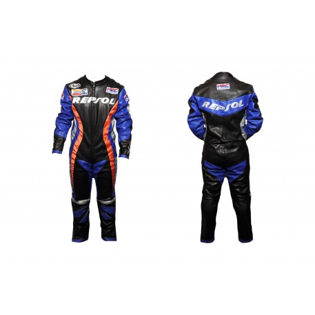 Комбинезон кожзам   (size:S, черно-синий, Honda REPSOL)