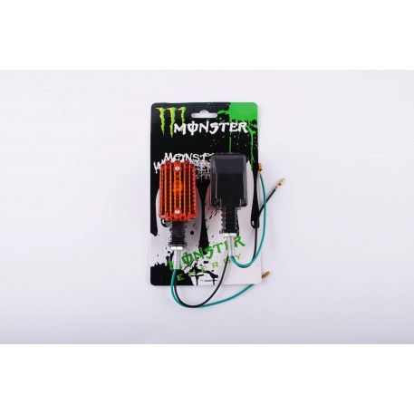 Повороти (пара) прямокутні (чорні, жовте скло) MONSTER ENERGY