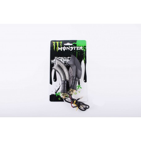 Повороты светодиодные (пара)   изогнутые   (черные, прозрачные, 21 диод)   MONSTER ENERGY