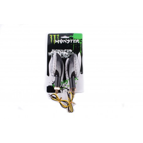 Повороты светодиодные (пара)   стреловидные   (черные, прозрачные, 11 диодов)   MONSTER ENERGY