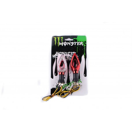 Повороты светодиодные (пара)   стреловидные   (красные, прозрачные)   MONSTER ENERGY